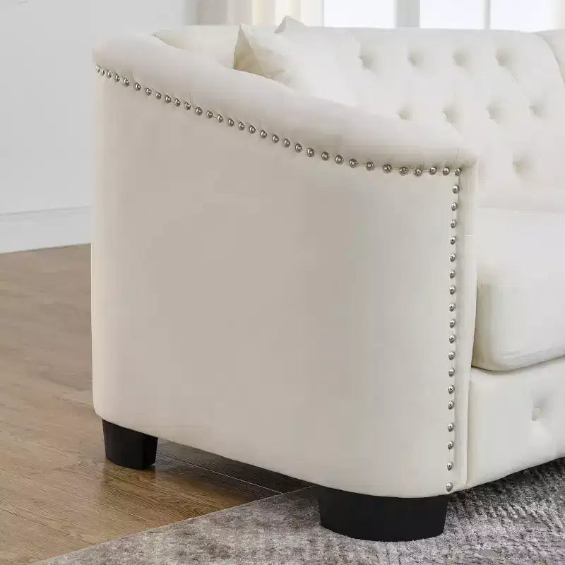 Modern Tufted Loveseat Sofa with Nailhead Trim and Wood Frame, Velvet Chesterfield Sofa for Living Room, Lounge or Apartment