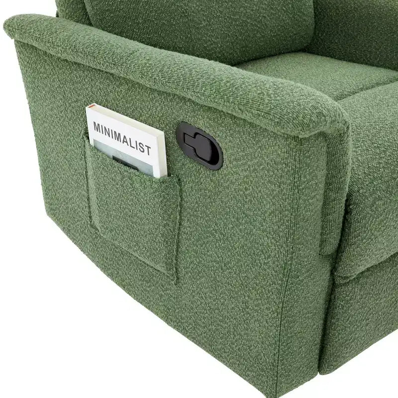 Modern Swivel Rocking Chenille Upholstered Recliner with 8-Point Massage and Adjustable Backrest
