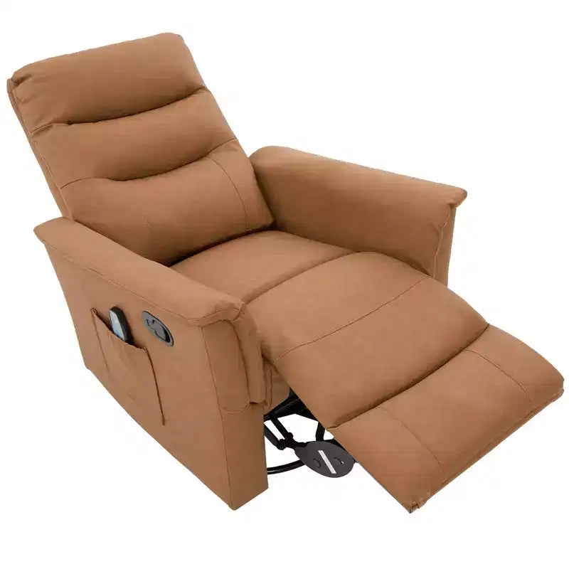 Modern Swivel Rocking Chenille Upholstered Recliner with 8-Point Massage and Adjustable Backrest