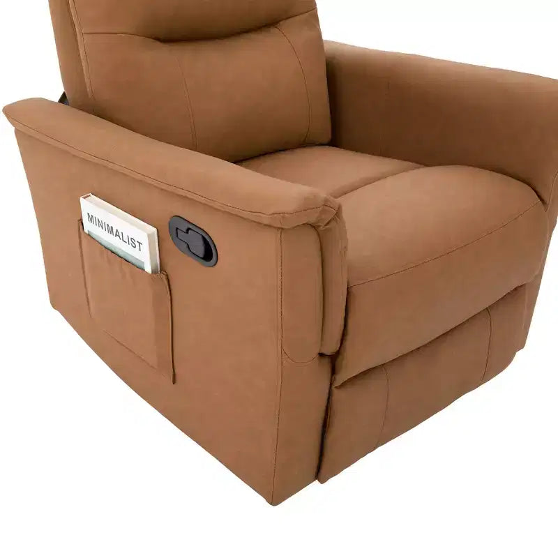 Modern Swivel Rocking Chenille Upholstered Recliner with 8-Point Massage and Adjustable Backrest