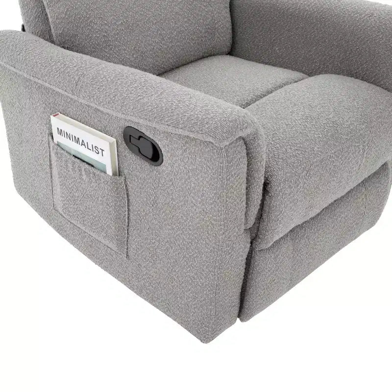 Modern Swivel Rocking Chenille Upholstered Recliner with 8-Point Massage and Adjustable Backrest