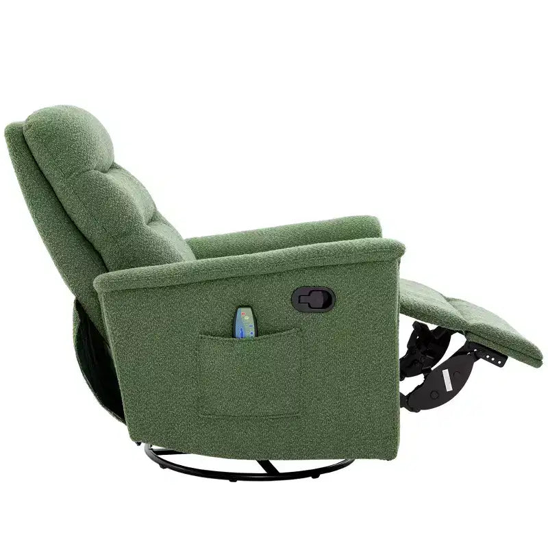 Modern Swivel Rocking Chenille Upholstered Recliner with 8-Point Massage and Adjustable Backrest