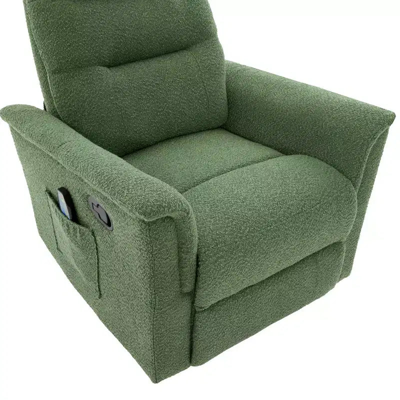 Modern Swivel Rocking Chenille Upholstered Recliner with 8-Point Massage and Adjustable Backrest