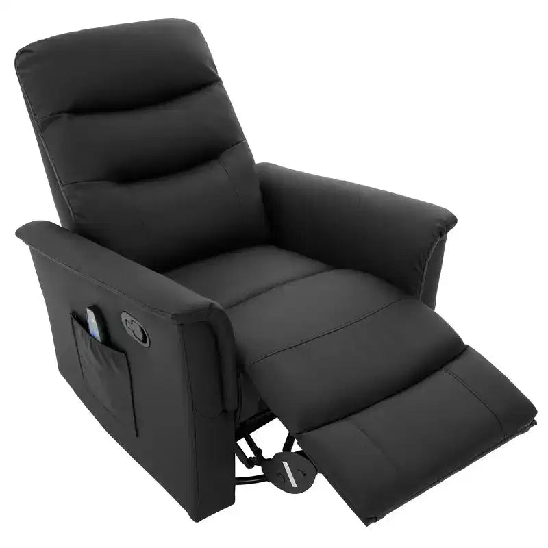 Modern Swivel Rocking Chenille Upholstered Recliner with 8-Point Massage and Adjustable Backrest