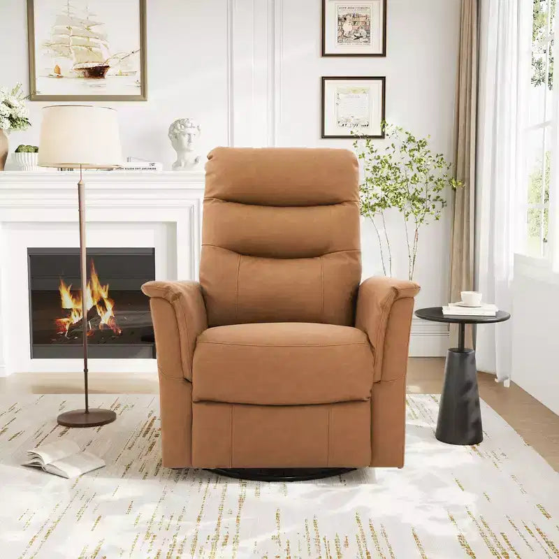 Modern Swivel Rocking Chenille Upholstered Recliner with 8-Point Massage and Adjustable Backrest