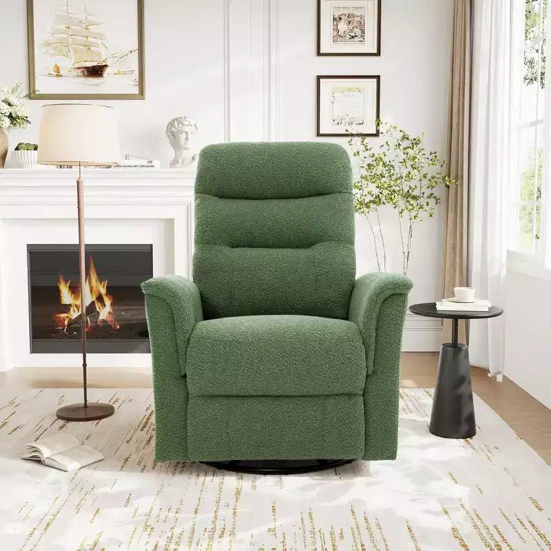 Modern Swivel Rocking Chenille Upholstered Recliner with 8-Point Massage and Adjustable Backrest