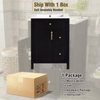 24 Small Bathroom Vanity Sink with Drawers, Bathroom Floor Cabinet with Shelf and Soft Close Door