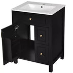 24 Small Bathroom Vanity Sink with Drawers, Bathroom Floor Cabinet with Shelf and Soft Close Door