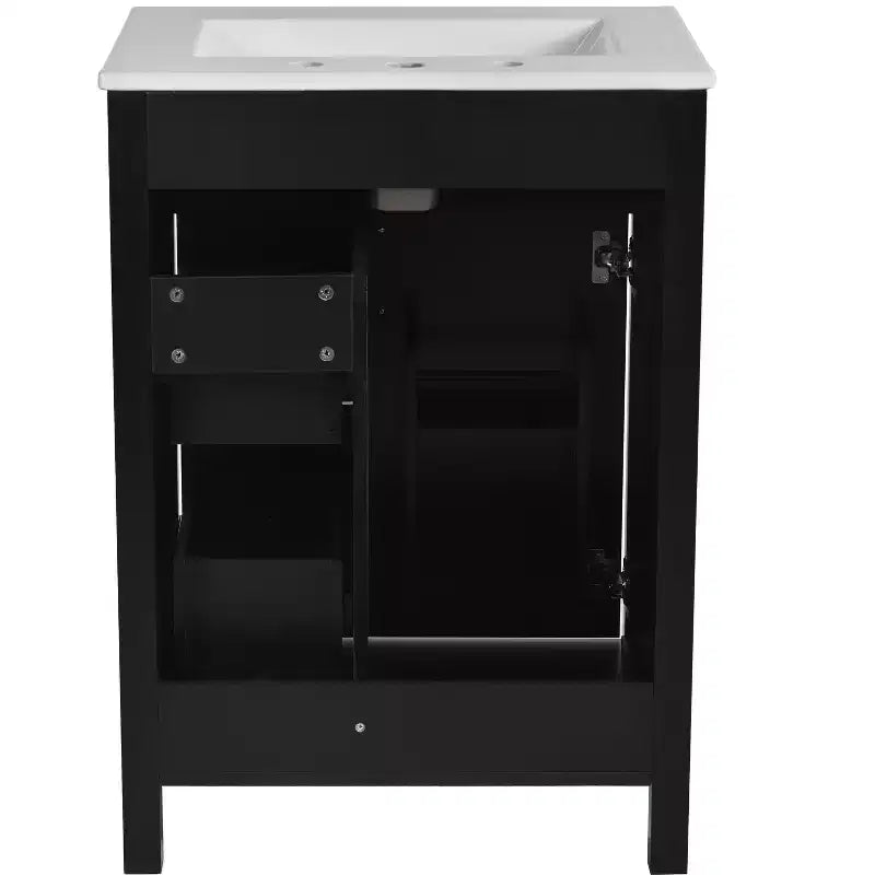 24 Small Bathroom Vanity Sink with Drawers, Bathroom Floor Cabinet with Shelf and Soft Close Door