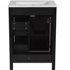 24 Small Bathroom Vanity Sink with Drawers, Bathroom Floor Cabinet with Shelf and Soft Close Door