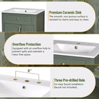 24 Small Bathroom Vanity Sink with Drawers, Bathroom Floor Cabinet with Shelf and Soft Close Door