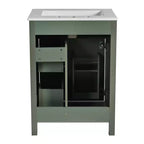 24 Small Bathroom Vanity Sink with Drawers, Bathroom Floor Cabinet with Shelf and Soft Close Door