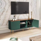 Mid Century Modern TV Stand with Fluted Doors, 55/60/65 inch White Entertainment Center with Storage, Media Console for Living Room, Bedroom