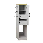 Antique White Media Storage Cabinet with Shelves and Drawers