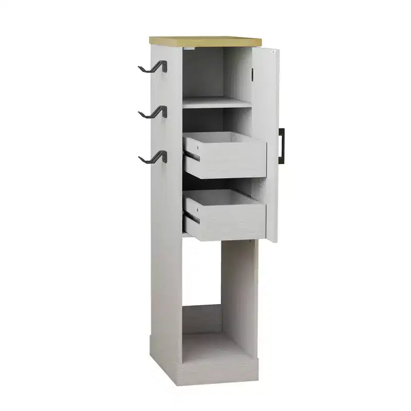 Antique White Media Storage Cabinet with Shelves and Drawers