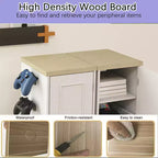 Antique White Media Storage Cabinet with Shelves and Drawers