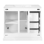 36 White Bathroom Vanity with Sink, Bathroom Floor Cabinet with Soft-Close Door, Adjustable Shelf & 3 Drawers