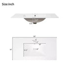36 White Bathroom Vanity with Sink, Bathroom Floor Cabinet with Soft-Close Door, Adjustable Shelf & 3 Drawers