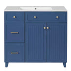 36 Bathroom Vanity Sink with Drawers and Adjustable Shelves, Modern Storage Cabinet with Soft Close Doors