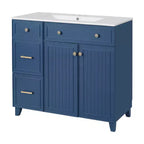 36 Bathroom Vanity Sink with Drawers and Adjustable Shelves, Modern Storage Cabinet with Soft Close Doors