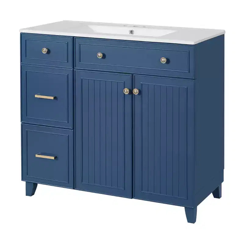36 Bathroom Vanity Sink with Drawers and Adjustable Shelves, Modern Storage Cabinet with Soft Close Doors