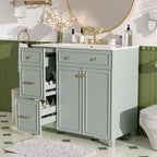 36 Bathroom Vanity Sink with Drawers and Adjustable Shelves, Modern Storage Cabinet with Soft Close Doors