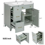 36 Bathroom Vanity Sink with Drawers and Adjustable Shelves, Modern Storage Cabinet with Soft Close Doors
