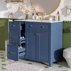 36 Bathroom Vanity Sink with Drawers and Adjustable Shelves, Modern Storage Cabinet with Soft Close Doors
