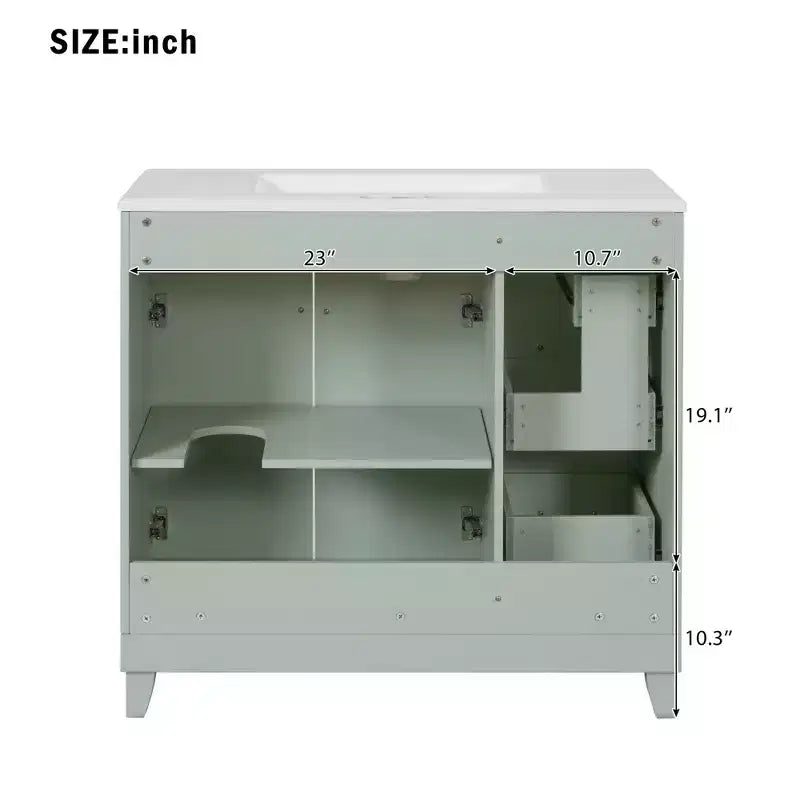 36 Bathroom Vanity Sink with Drawers and Adjustable Shelves, Modern Storage Cabinet with Soft Close Doors