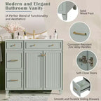 36 Bathroom Vanity Sink with Drawers and Adjustable Shelves, Modern Storage Cabinet with Soft Close Doors