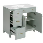 36 Bathroom Vanity Sink with Drawers and Adjustable Shelves, Modern Storage Cabinet with Soft Close Doors