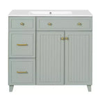 36 Bathroom Vanity Sink with Drawers and Adjustable Shelves, Modern Storage Cabinet with Soft Close Doors