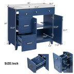 36 Bathroom Vanity Sink with Drawers and Adjustable Shelves, Modern Storage Cabinet with Soft Close Doors