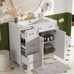 36 Bathroom Vanity Sink with Drawers and Adjustable Shelves, Modern Storage Cabinet with Soft Close Doors