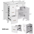 36 Bathroom Vanity Sink with Drawers and Adjustable Shelves, Modern Storage Cabinet with Soft Close Doors