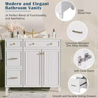 36 Bathroom Vanity Sink with Drawers and Adjustable Shelves, Modern Storage Cabinet with Soft Close Doors