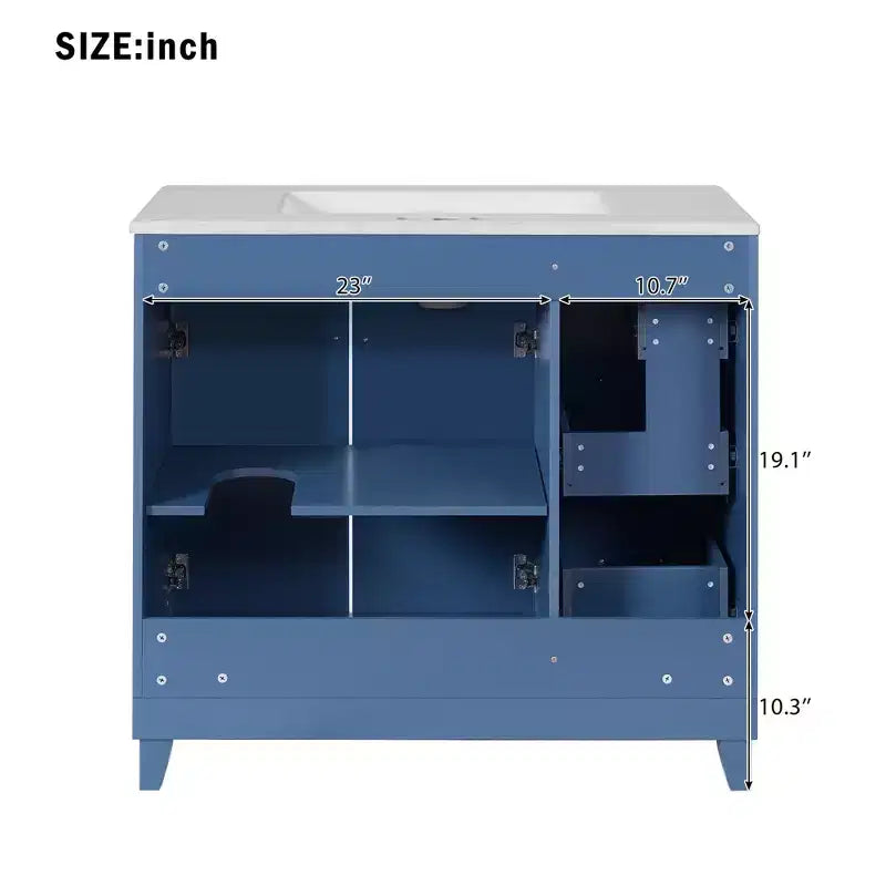 36 Bathroom Vanity Sink with Drawers and Adjustable Shelves, Modern Storage Cabinet with Soft Close Doors