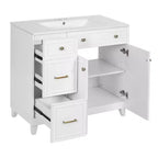 36 Bathroom Vanity Sink with Drawers and Adjustable Shelves, Modern Storage Cabinet with Soft Close Doors