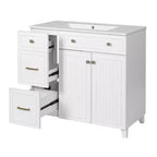 36 Bathroom Vanity Sink with Drawers and Adjustable Shelves, Modern Storage Cabinet with Soft Close Doors