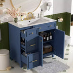 36 Bathroom Vanity Sink with Drawers and Adjustable Shelves, Modern Storage Cabinet with Soft Close Doors