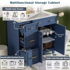 36 Bathroom Vanity Sink with Drawers and Adjustable Shelves, Modern Storage Cabinet with Soft Close Doors