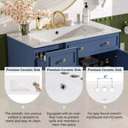 36 Bathroom Vanity Sink with Drawers and Adjustable Shelves, Modern Storage Cabinet with Soft Close Doors