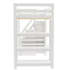 Loft Bed with Shelves, Storage Staircase, Small Wardrobe and White LED Light