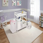 Modern Baby Changing Table with 3 Storage Baskets & Laundry Hamper, Safety Rails, Mattress Pad, Nursery Organizer