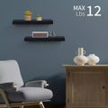 14.96 Black Floating Shelf C invisible-bracket wood wall mount, perfect bathroom/bedroom/kitchen dcor or book/plant display, easy install.