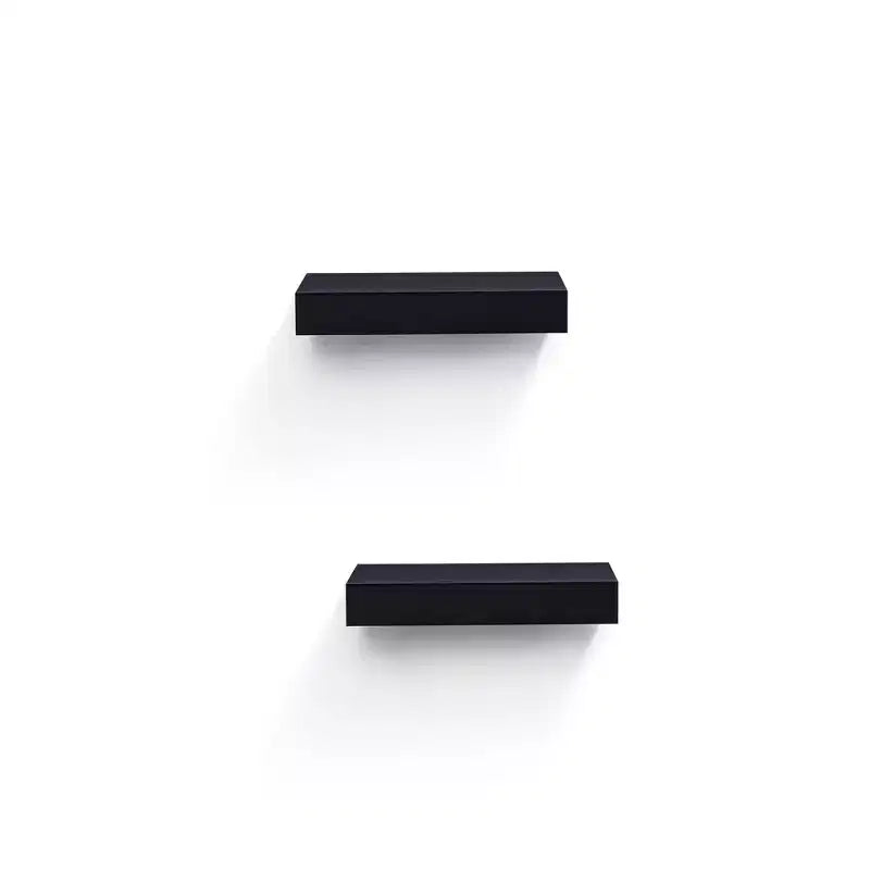 14.96 Black Floating Shelf invisible-bracket wood wall mount, perfect bathroom/bedroom/kitchen decor or book/plant display, easy install.