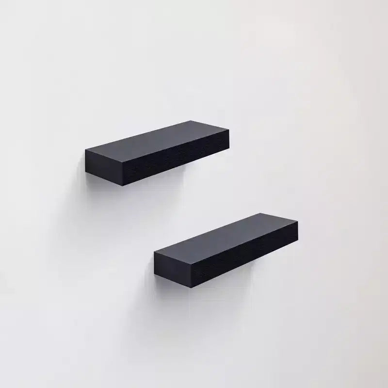14.96 Black Floating Shelf invisible-bracket wood wall mount, perfect bathroom/bedroom/kitchen decor or book/plant display, easy install.
