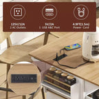 Fluted Kitchen Island with 2 Drop Leaf, Kitchen Storage Cart with Charging Station, Spice Rack, Storage Cabinet for Kitchen, Dining Room