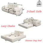 78.7 Multifunctional Foldable Sofa Bed, 3-in-1 Teddy Fabric Foam Filled Sleepder Sofa Bed Pink