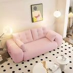 78.7 Multifunctional Foldable Sofa Bed, 3-in-1 Teddy Fabric Foam Filled Sleepder Sofa Bed Pink